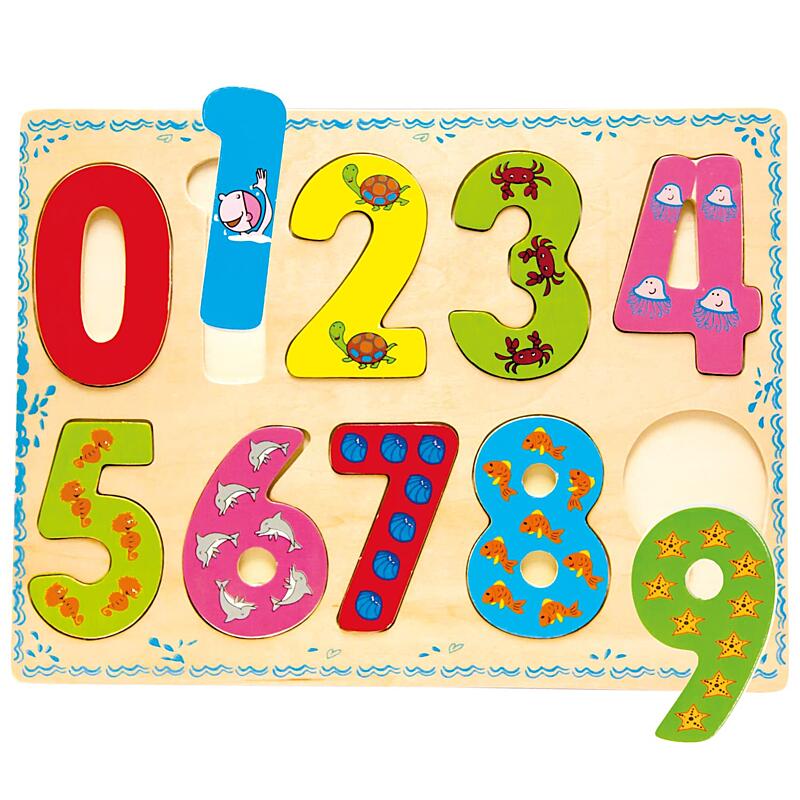 bino dřevěné hračky počítání puzzle číslice 1