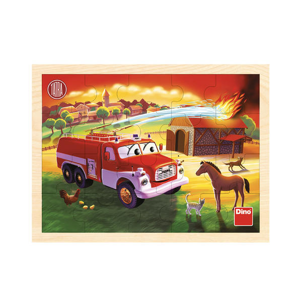 dino tatra dřevěné puzzle hasiči 1
