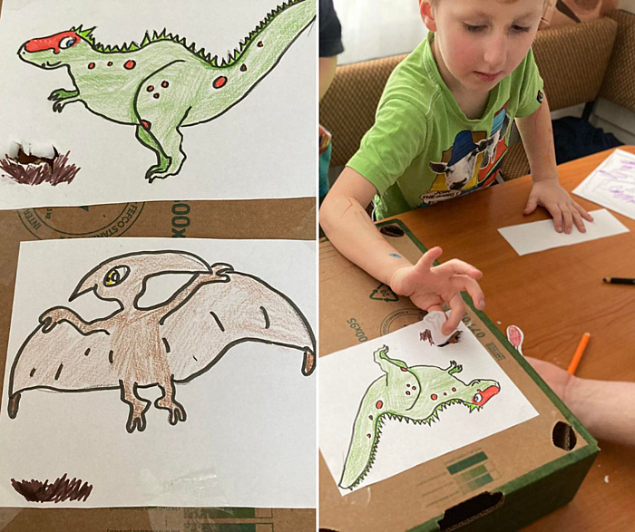 dinosauří aktivity pro děti - krmení dinosaura
