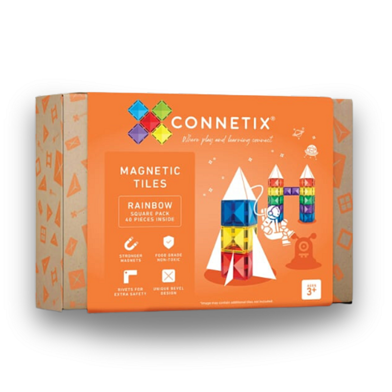 Connetix Tiles - Magnetická stavebnice Čtverce DUHA 40 ks