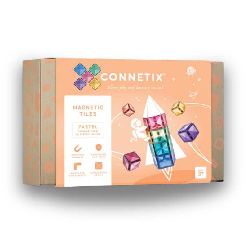 Connetix Tiles - Magnetická stavebnice Čtverce PASTEL 40 ks