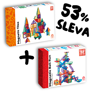 Learn and grow - Magnetická stavebnice Builders pack 110 ks + Kuličková dráha 88 ks