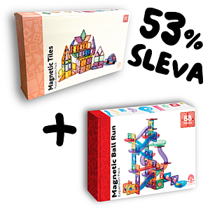 Learn and grow - Magnetické stavebnice Pastel Builders pack 112 ks s podvozkem + Kuličková dráha 88 ks
