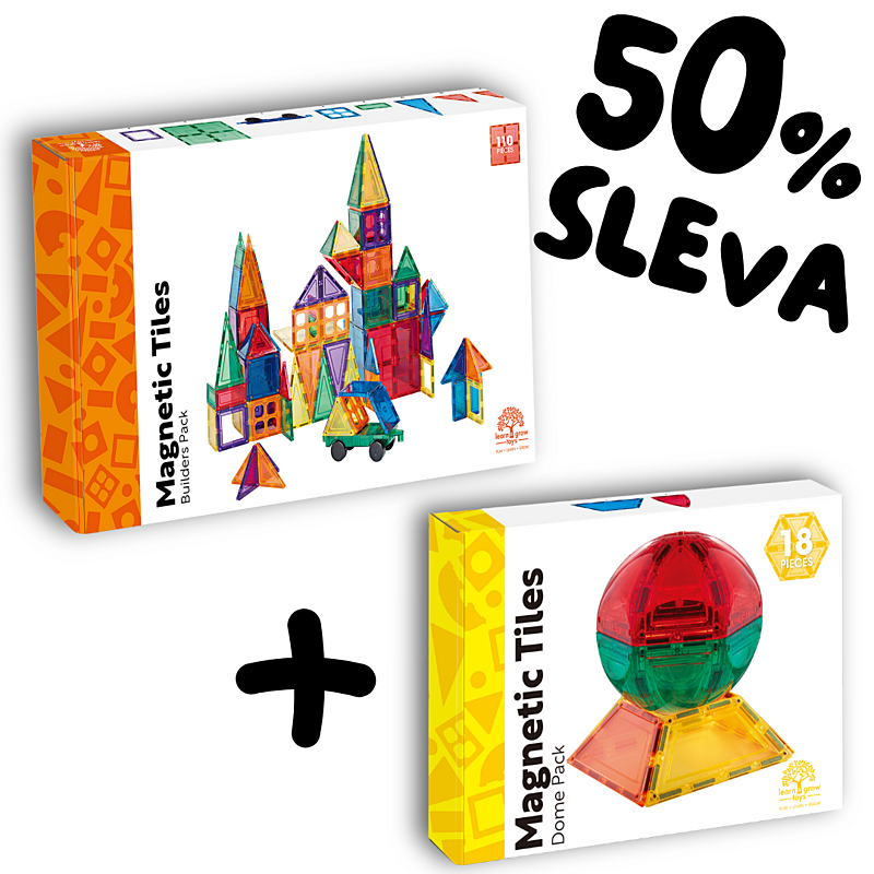 Learn and grow - Magnetické stavebnice Builders pack 110 ks + Kupola 18 ks